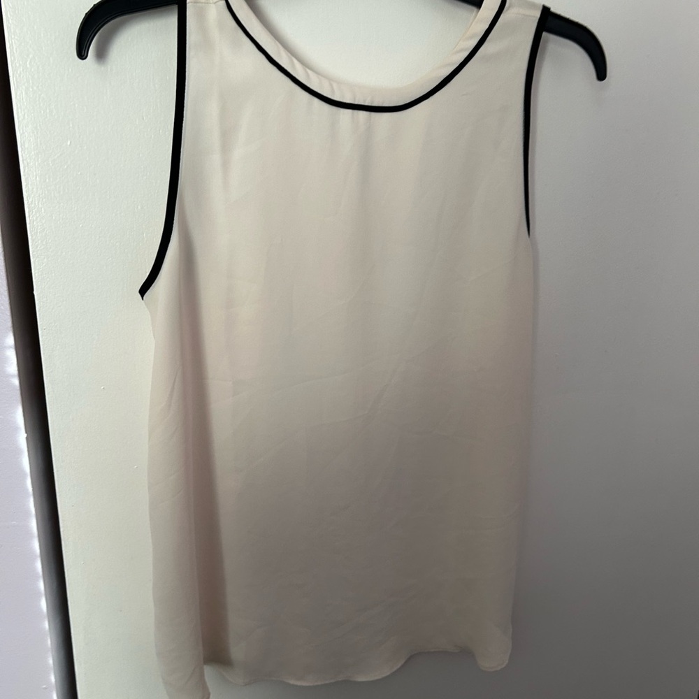 Cream Sleeveless Top with black trim